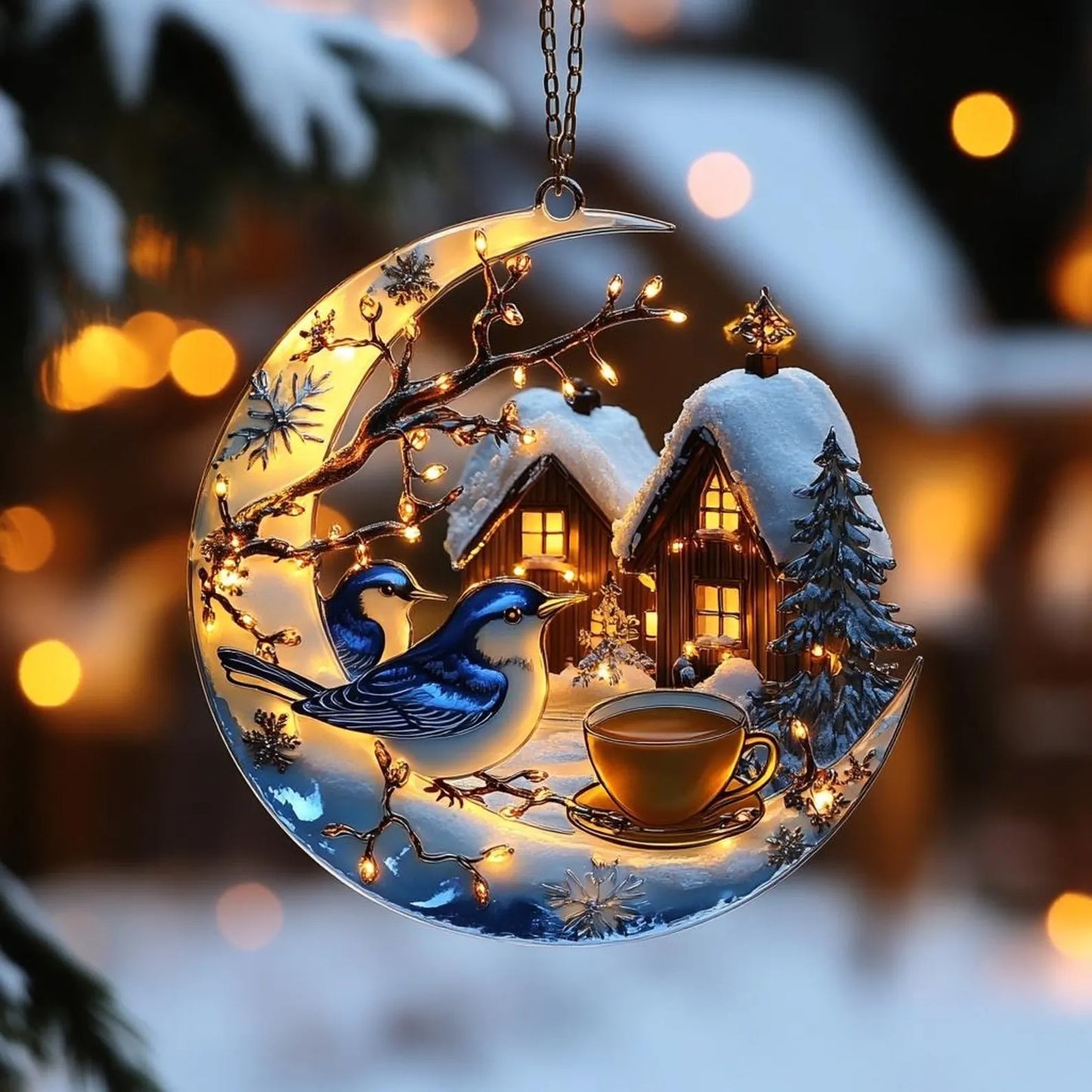 Winter Birds Acrylic Window, Acrylic Window Hanging