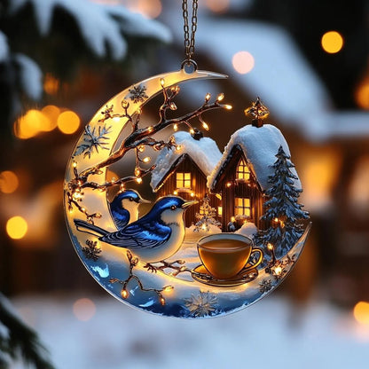 Winter Birds Acrylic Window, Acrylic Window Hanging