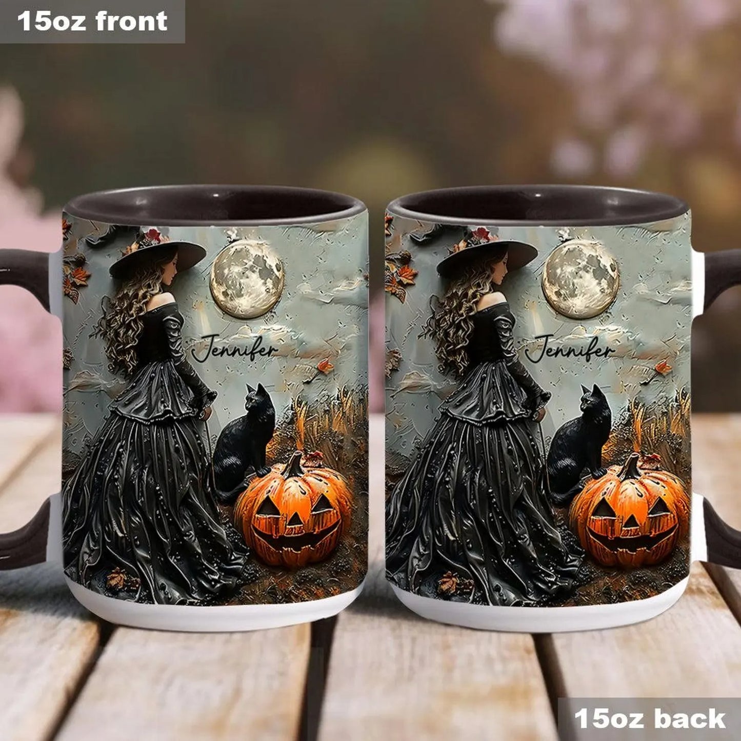Beautiful Witch Halloween Accent Mug, Personalized Accent Mug
