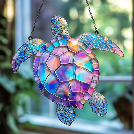 Iridescent Sea Turtle Acrylic Window Suncatcher
