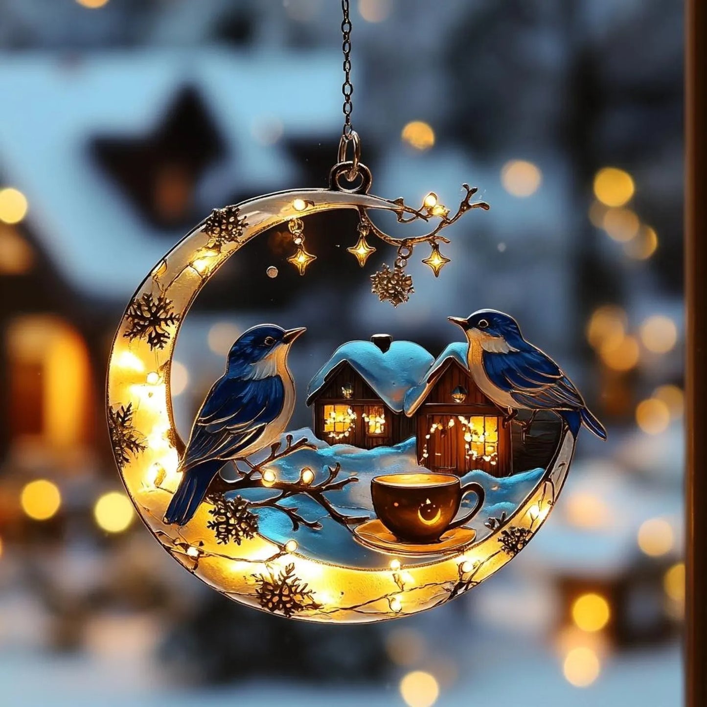 Winter Birds Acrylic Window, Acrylic Window Hanging