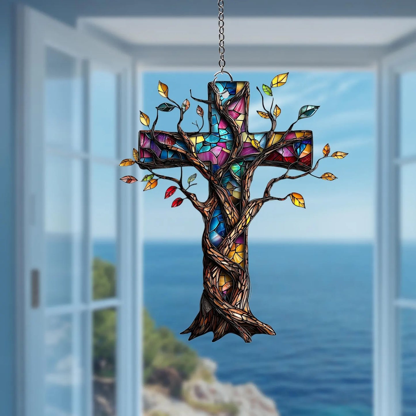 Cross Window Hanging Acrylic, Christian Acrylic Window Hanging