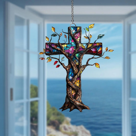 Cross Window Hanging Acrylic, Christian Acrylic Window Hanging