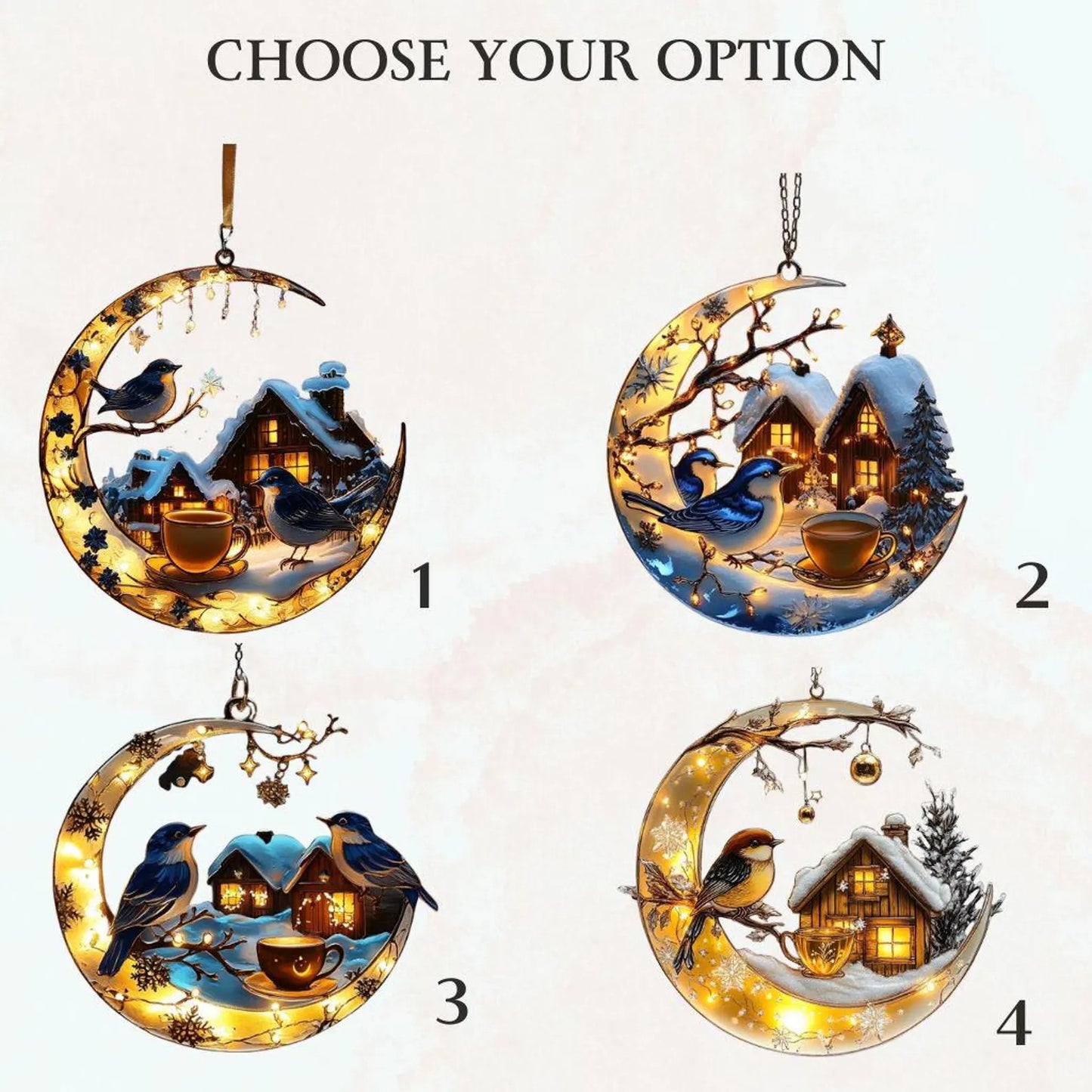 Winter Birds Acrylic Window, Acrylic Window Hanging