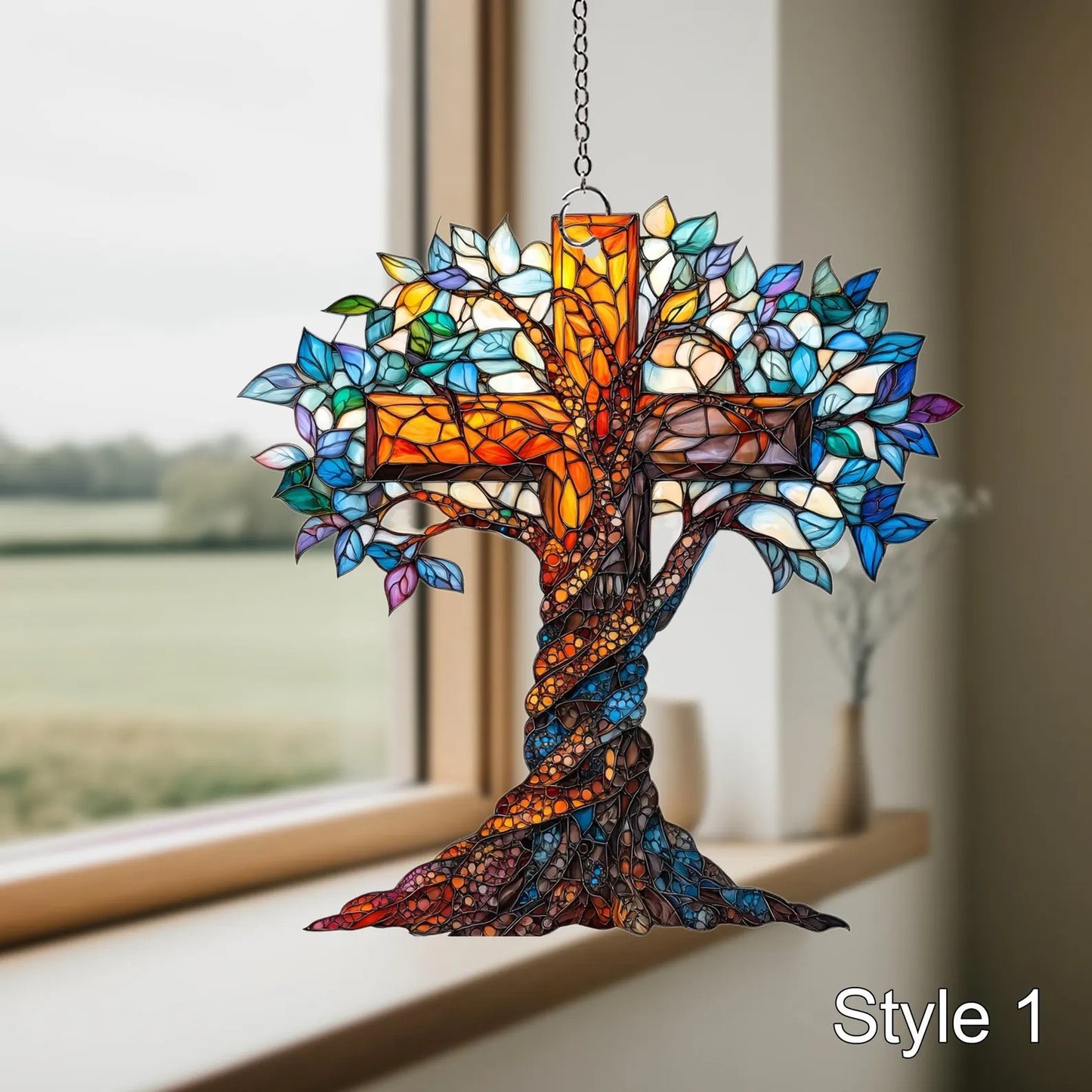 Cross Window Hanging Acrylic, Christian Acrylic Window Hanging