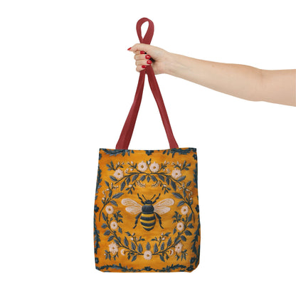 Cute Gold Vintage Floral Bee - Personalized Tote Bag