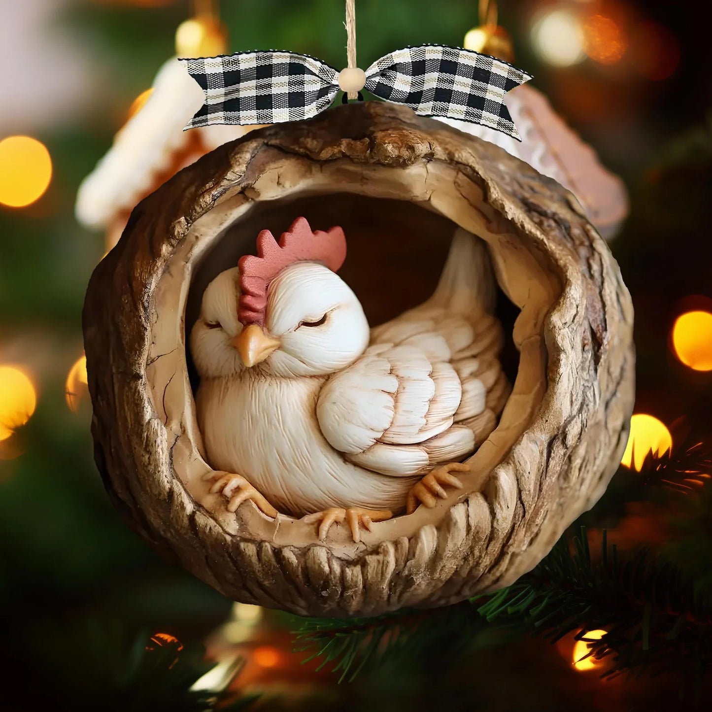 Chicken Wood Ornament Rooster Farm, Gift for Farmer Chicken Lover