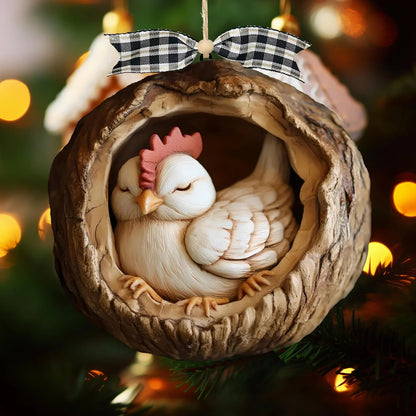 Chicken Wood Ornament Rooster Farm, Gift for Farmer Chicken Lover