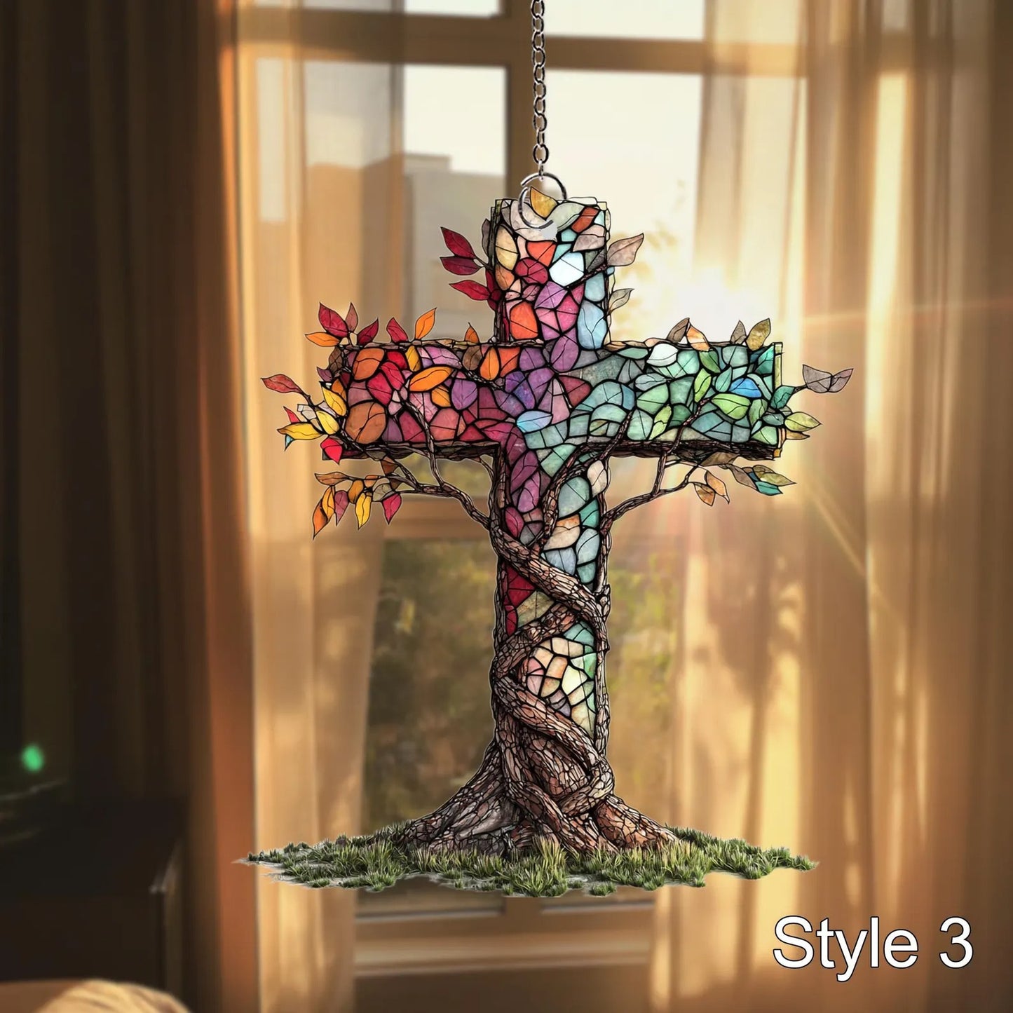 Cross Window Hanging Acrylic, Christian Acrylic Window Hanging