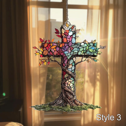 Cross Window Hanging Acrylic, Christian Acrylic Window Hanging