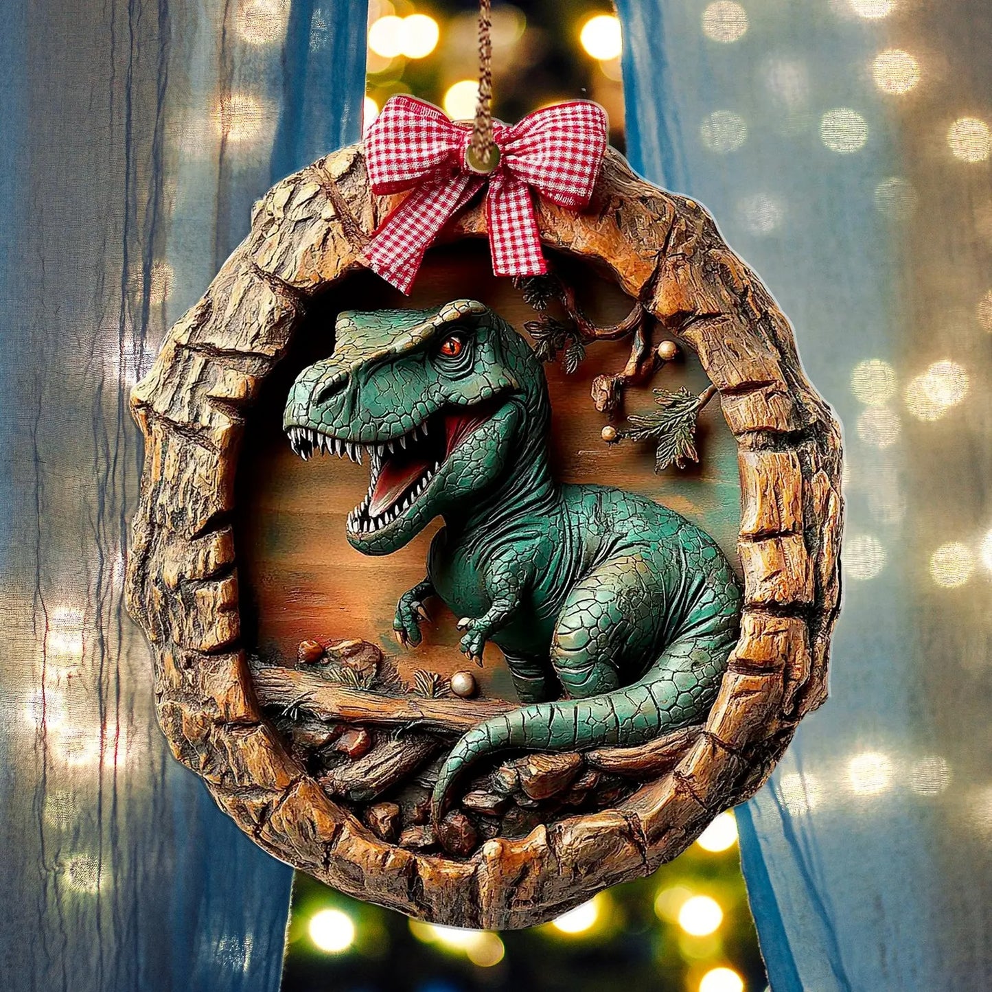 Cute Dinosaur Wood Ornament