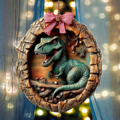 Cute Dinosaur Wood Ornament