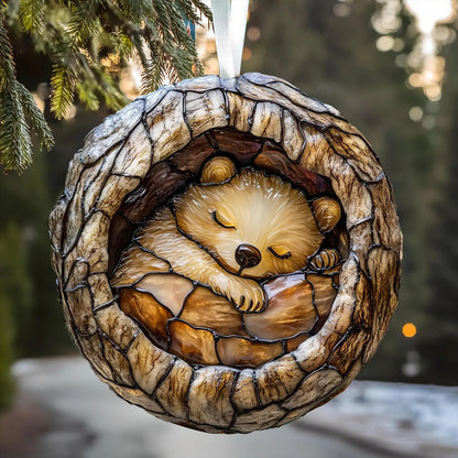Ornament Baby Bear Sleeping Wood Ornament