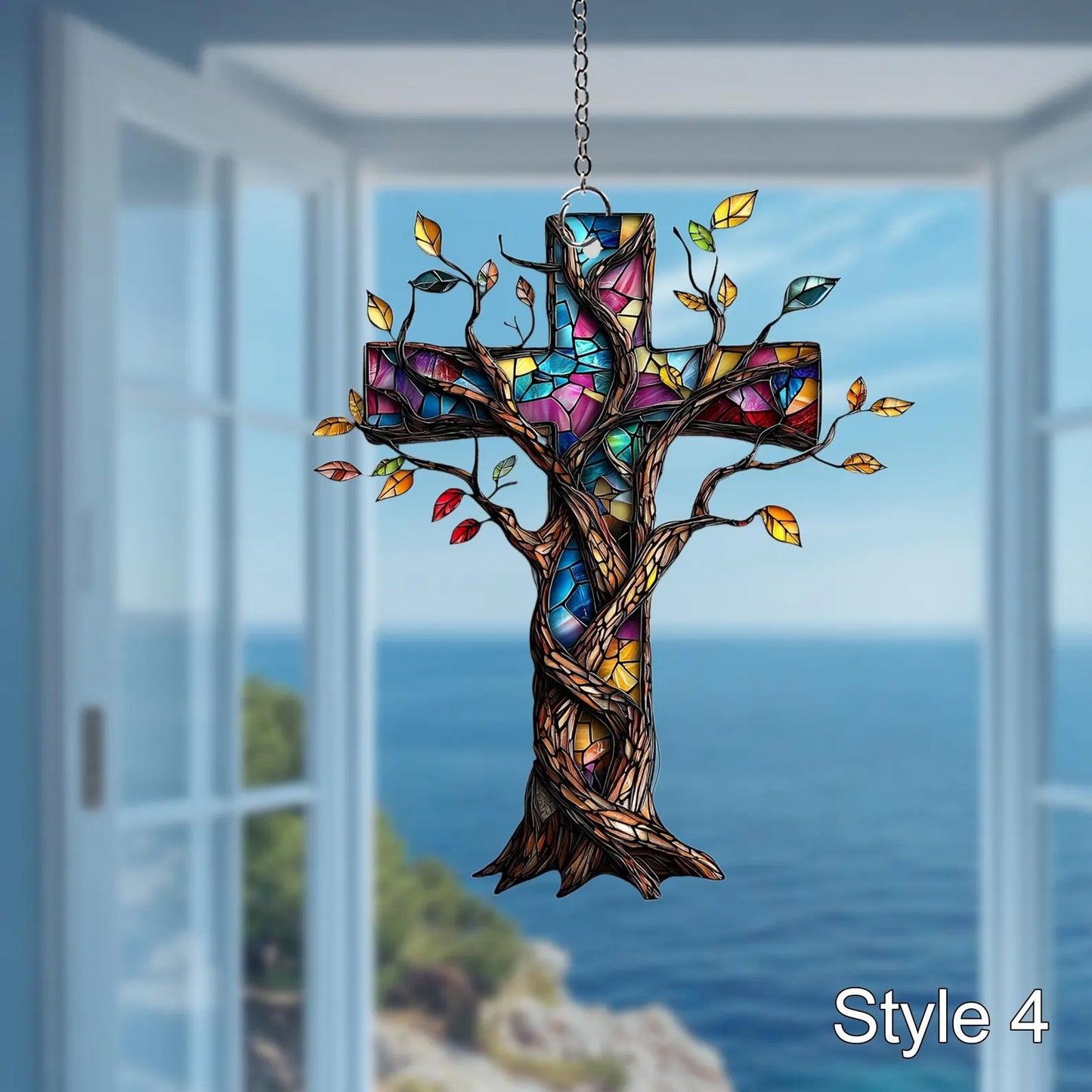 Cross Window Hanging Acrylic, Christian Acrylic Window Hanging