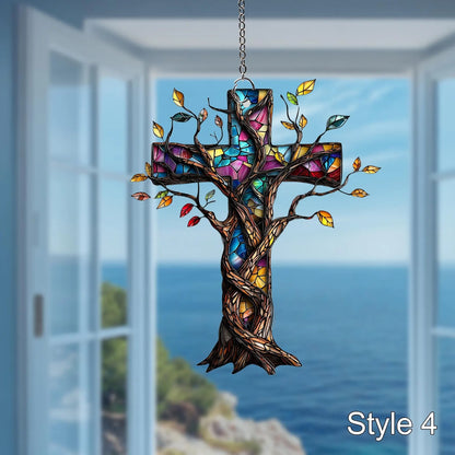 Cross Window Hanging Acrylic, Christian Acrylic Window Hanging