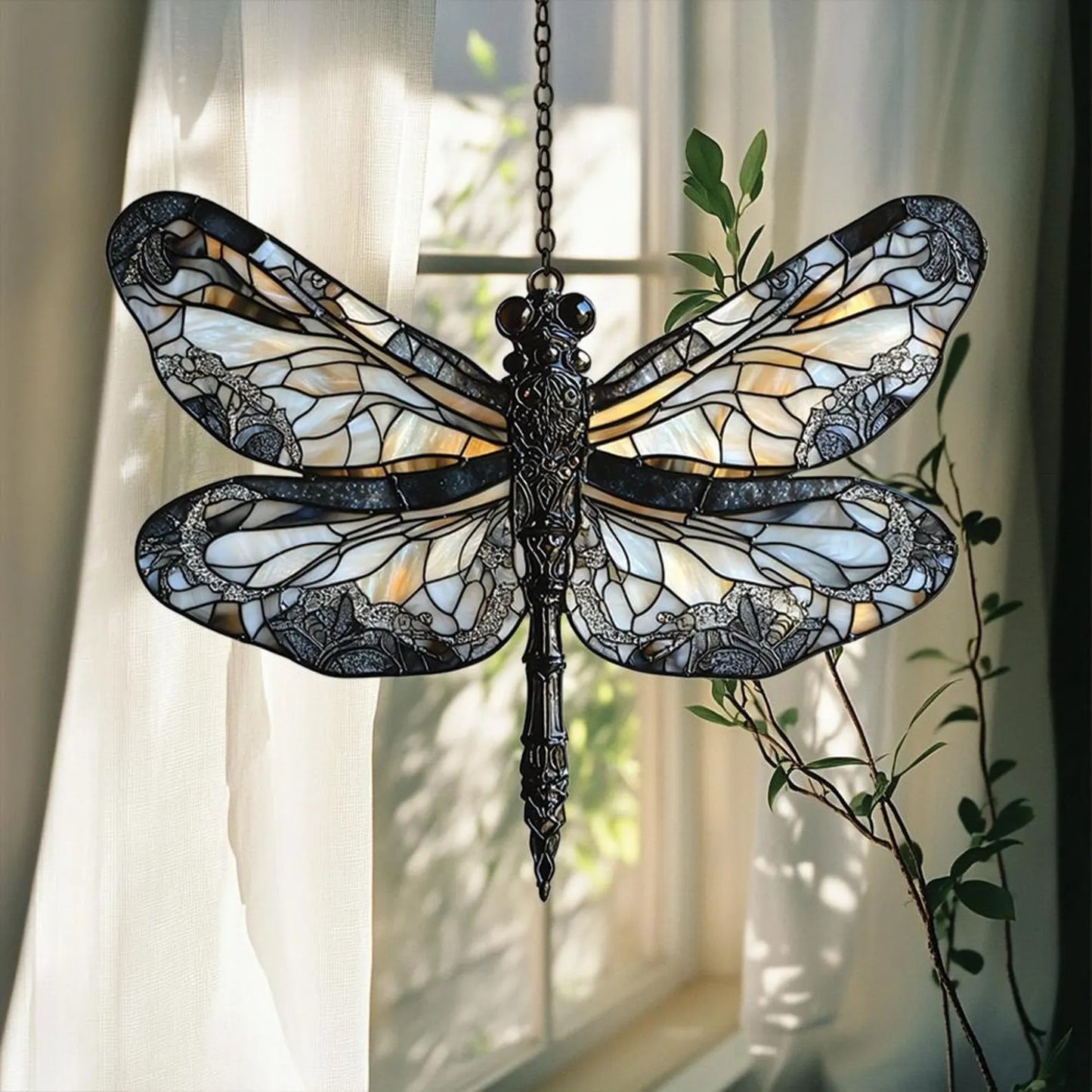 Iridescent Dragonfly Faux Acrylic Window, Acrylic Window Hanging