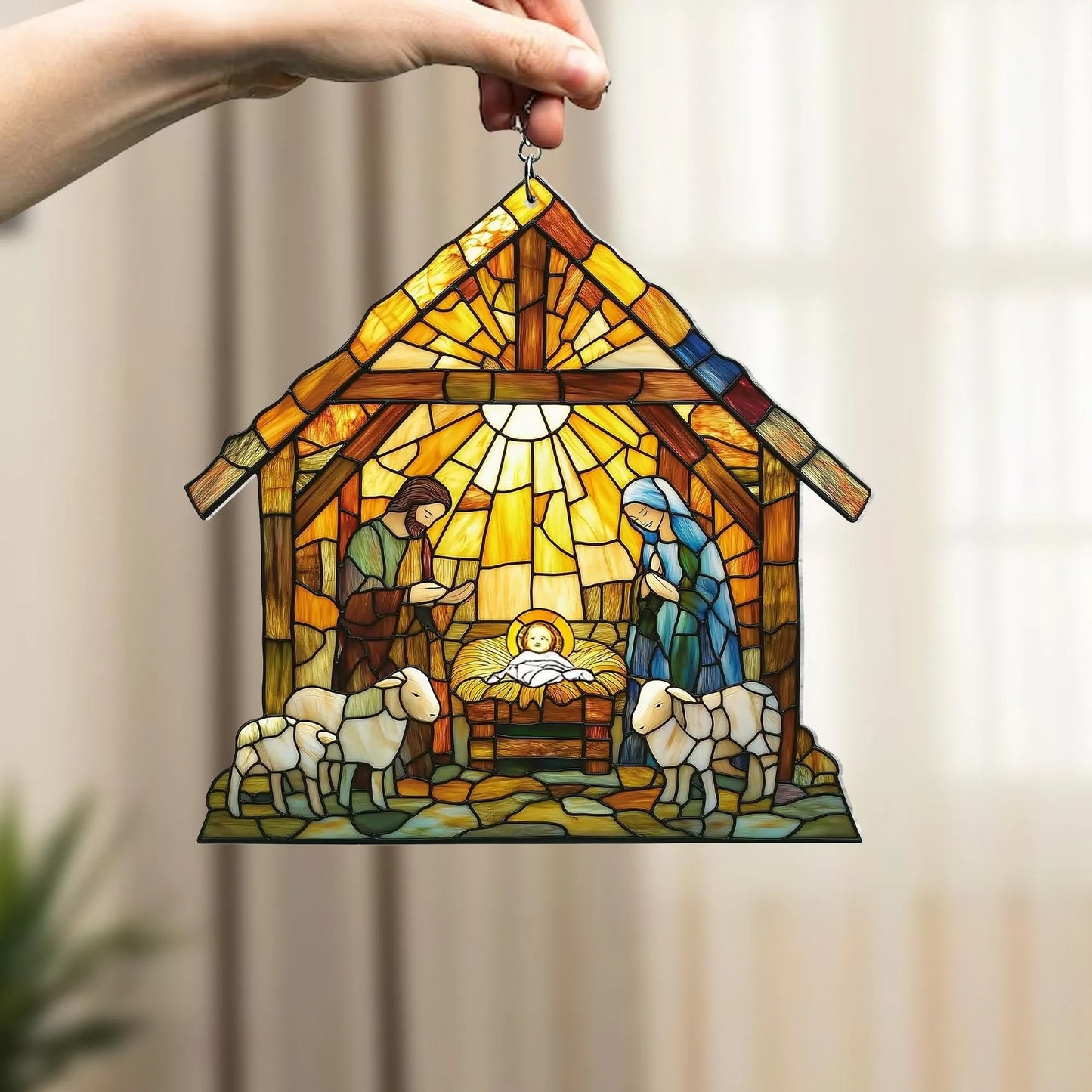 Nativity Scene Acrylic Window, Christian Acrylic Window Hanging