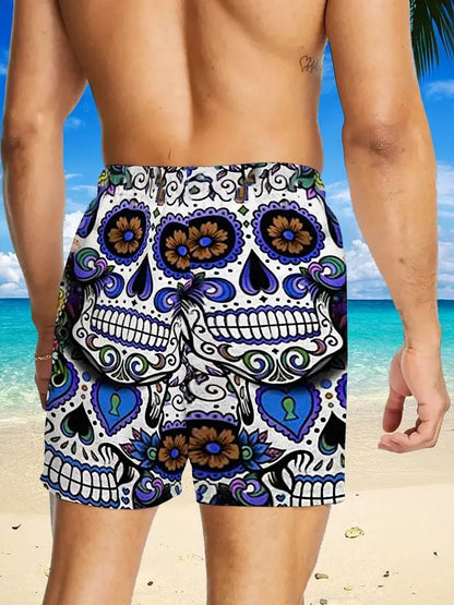 Skull Floral Beach Short Quick Dry