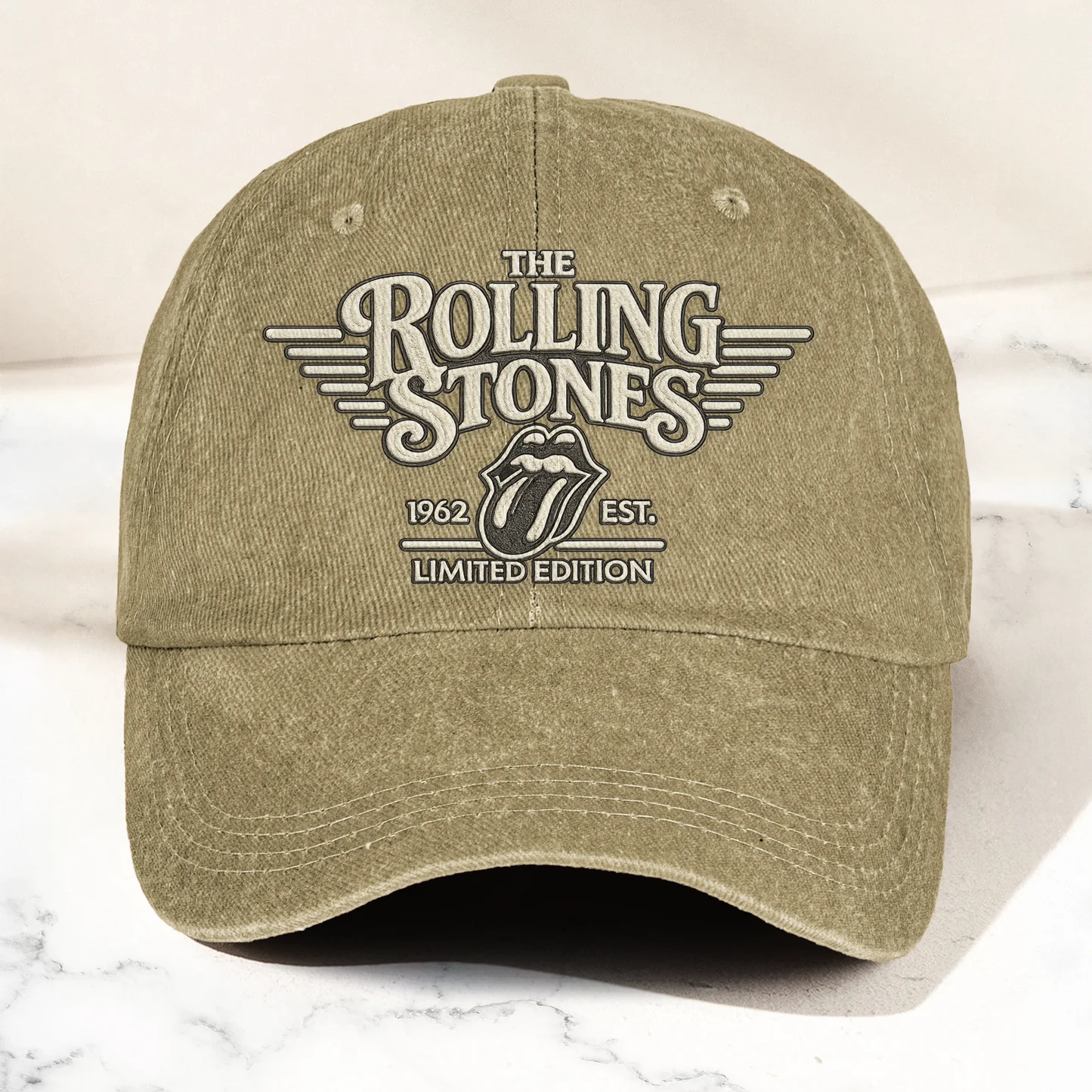 The Rolling Stones Tongue Logo Est 1962 Denim Cap – Retro Vintage Dad Cap Gift For Dad