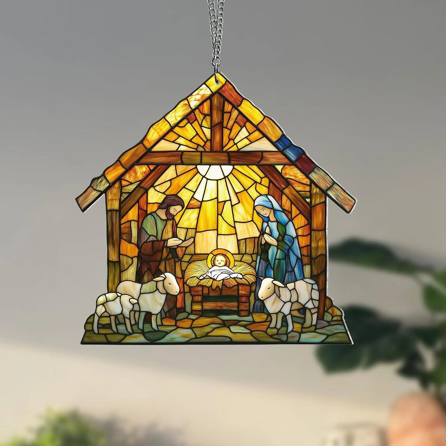 Nativity Scene Acrylic Window, Christian Acrylic Window Hanging