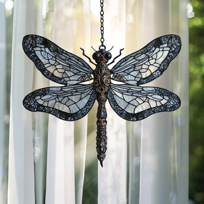 Iridescent Dragonfly Faux Acrylic Window, Acrylic Window Hanging