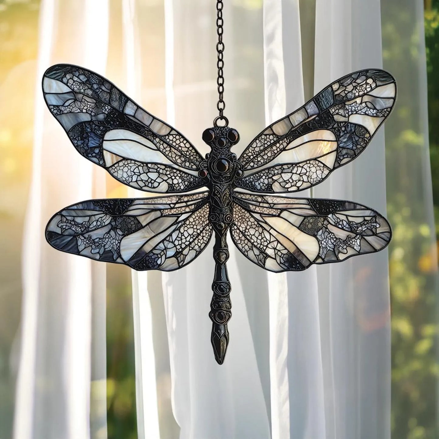 Iridescent Dragonfly Faux Acrylic Window, Acrylic Window Hanging