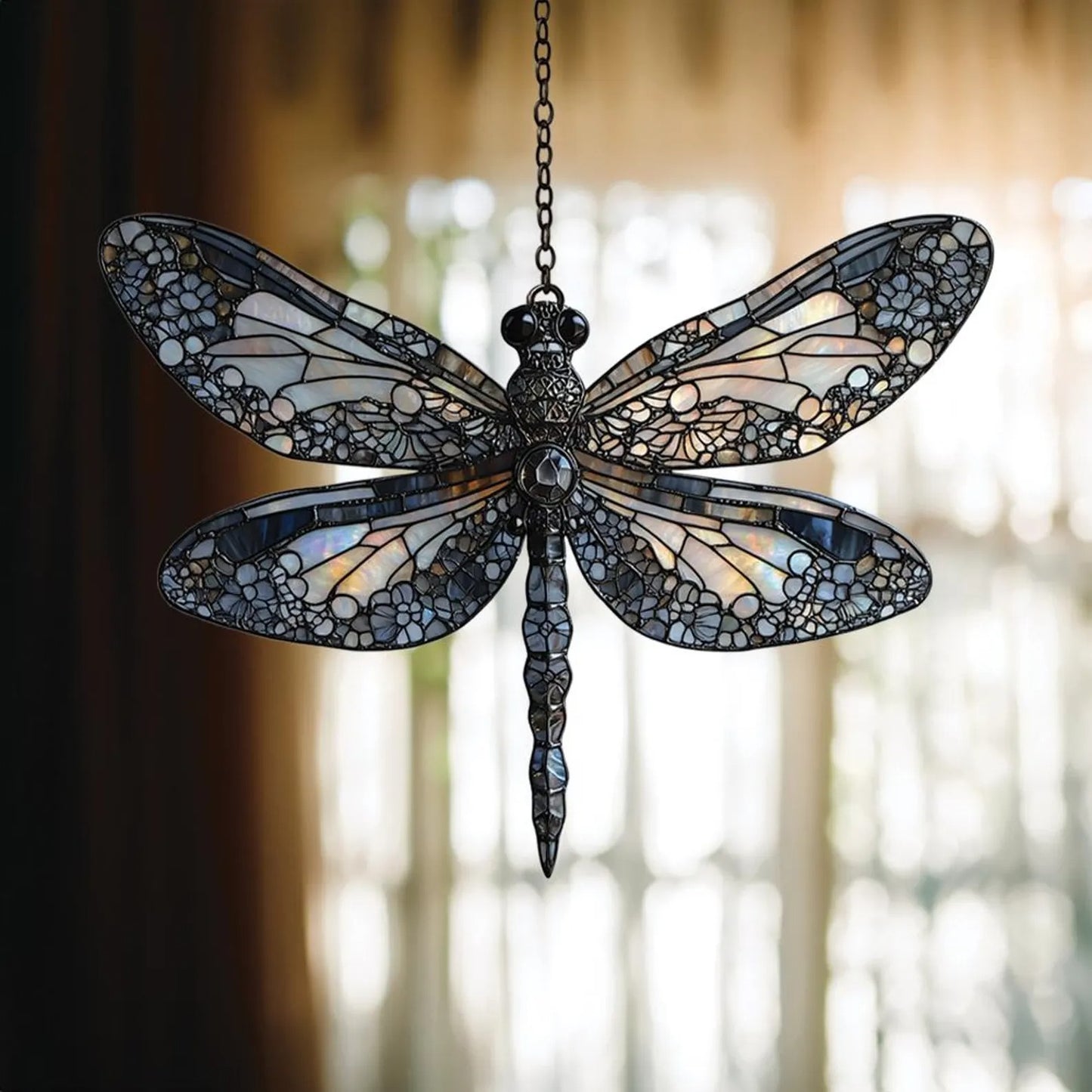 Iridescent Dragonfly Faux Acrylic Window, Acrylic Window Hanging