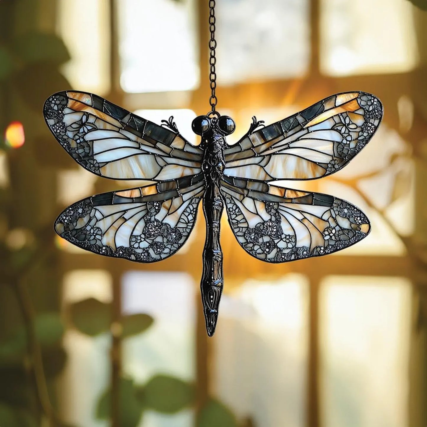 Iridescent Dragonfly Faux Acrylic Window, Acrylic Window Hanging