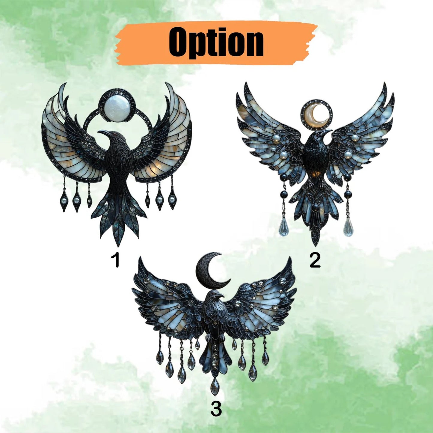 Crescent Moon Raven Acrylic Window, Acrylic Window Hanging