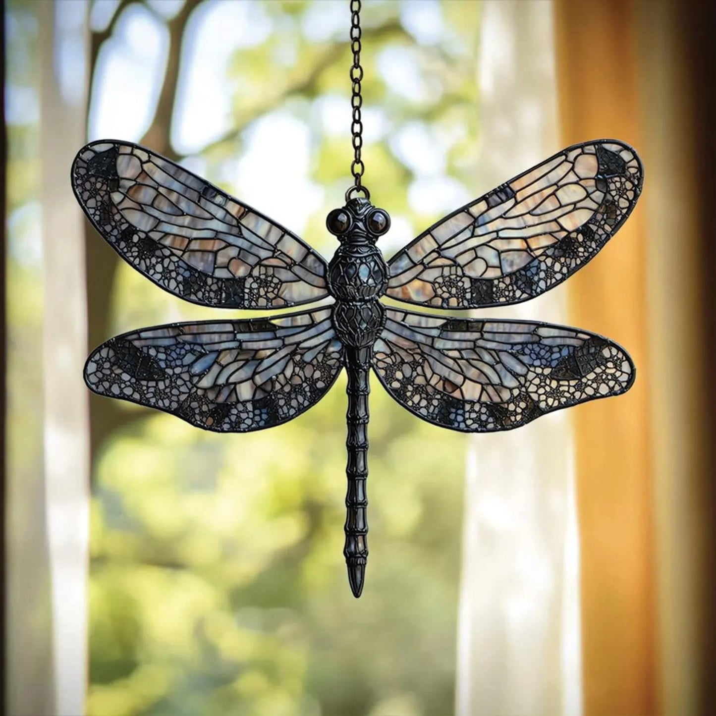 Iridescent Dragonfly Faux Acrylic Window, Acrylic Window Hanging