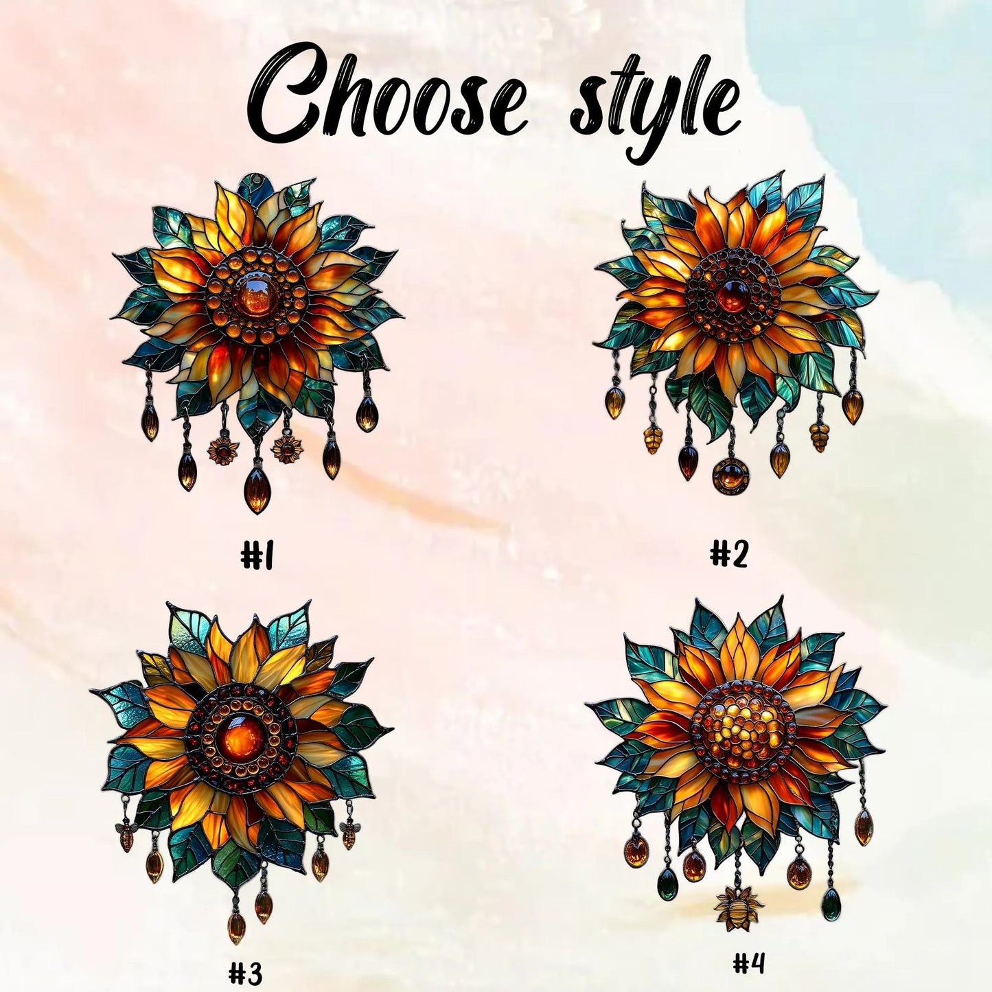 Sunflower Acrylic Suncatcher - Personalized Sunflower Stain Glass Suncatcher