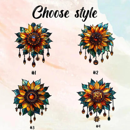 Sunflower Acrylic Suncatcher - Personalized Sunflower Stain Glass Suncatcher