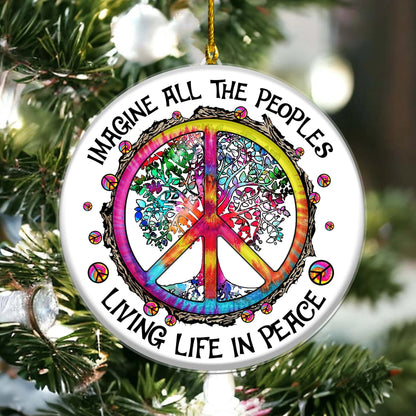 Hippie Peace Imagine All The People Living Life In Peace Christmas Acr