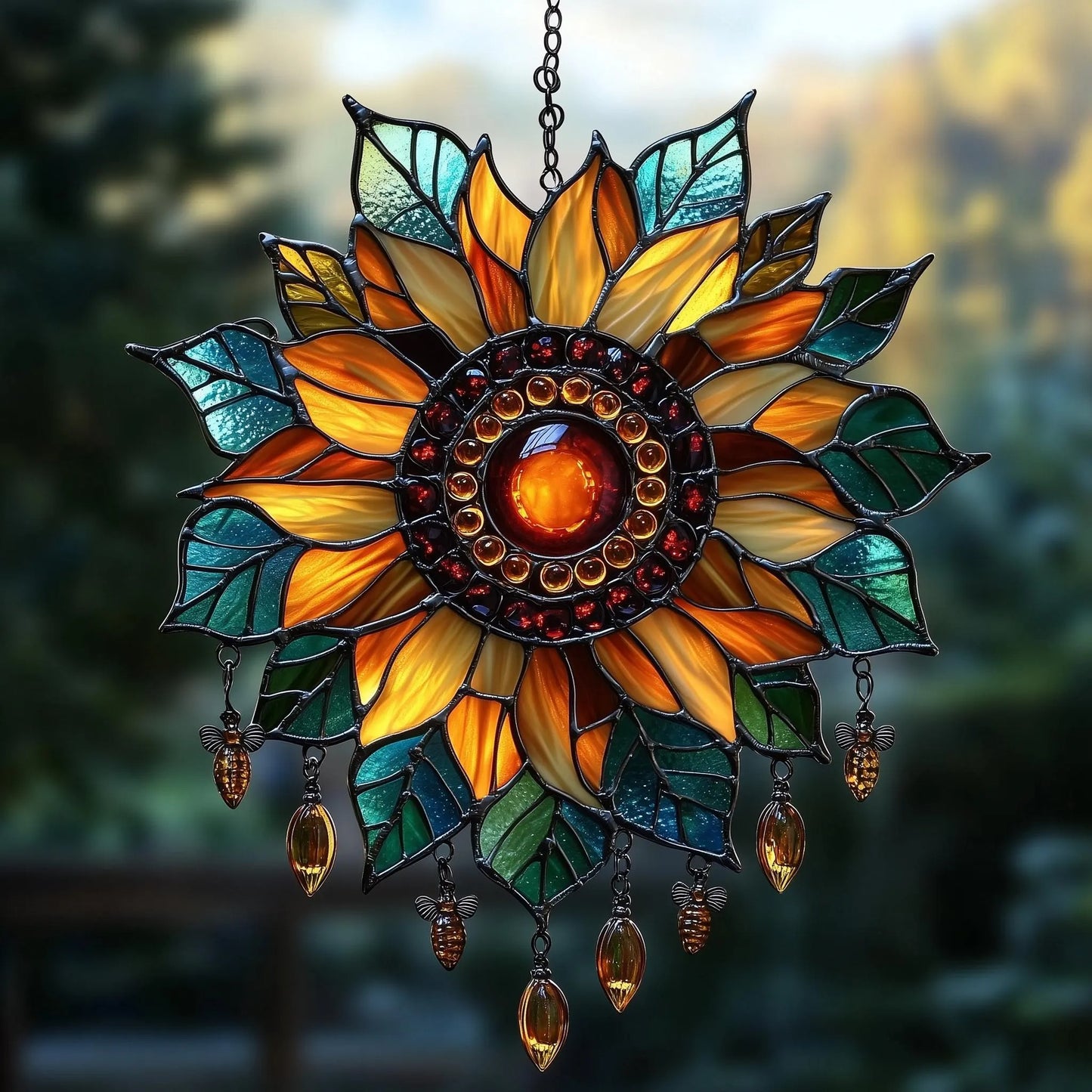 Sunflower Acrylic Suncatcher - Personalized Sunflower Stain Glass Suncatcher