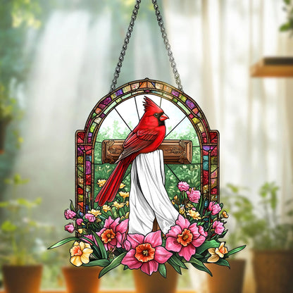Cardinal Cross Acrylic Window, Christian Acrylic Window Hanging