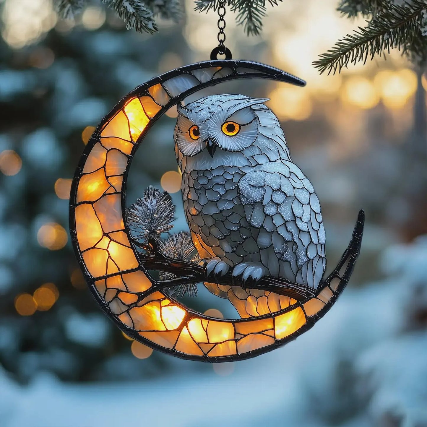 Snowy Owl Window Hanging , Acrylic Window Hanging