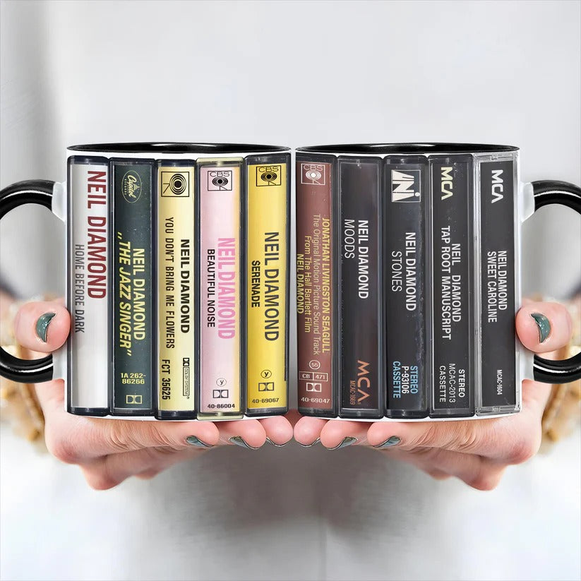 Neil Diamond Albums Cassette Retro Collection Accent Mug