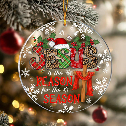 Jesus is the Reason for the Season Ornament, Circle Glass Ornament