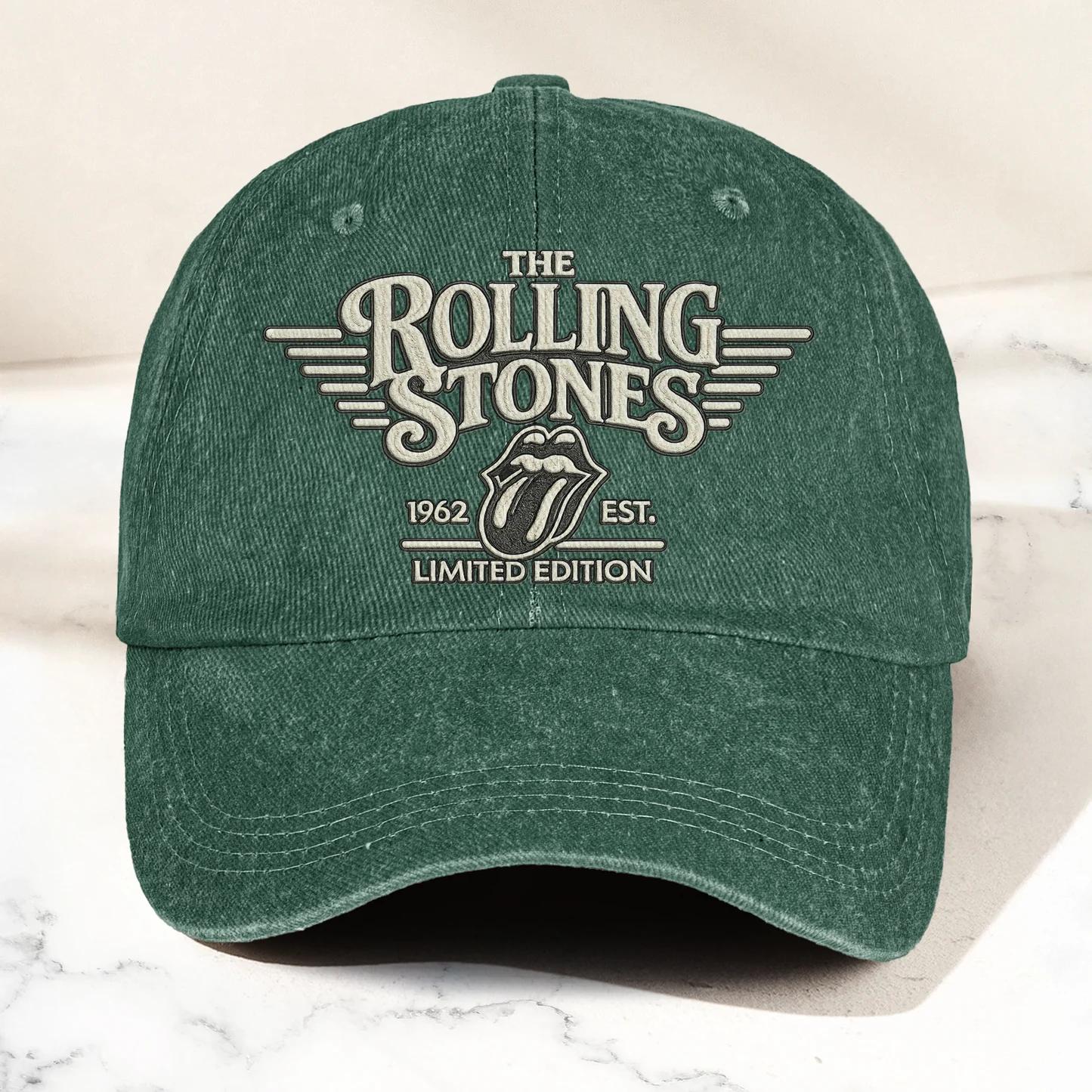 The Rolling Stones Tongue Logo Est 1962 Denim Cap – Retro Vintage Dad Cap Gift For Dad