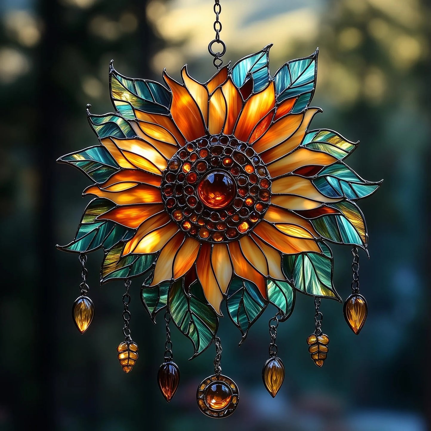 Sunflower Acrylic Suncatcher - Personalized Sunflower Stain Glass Suncatcher