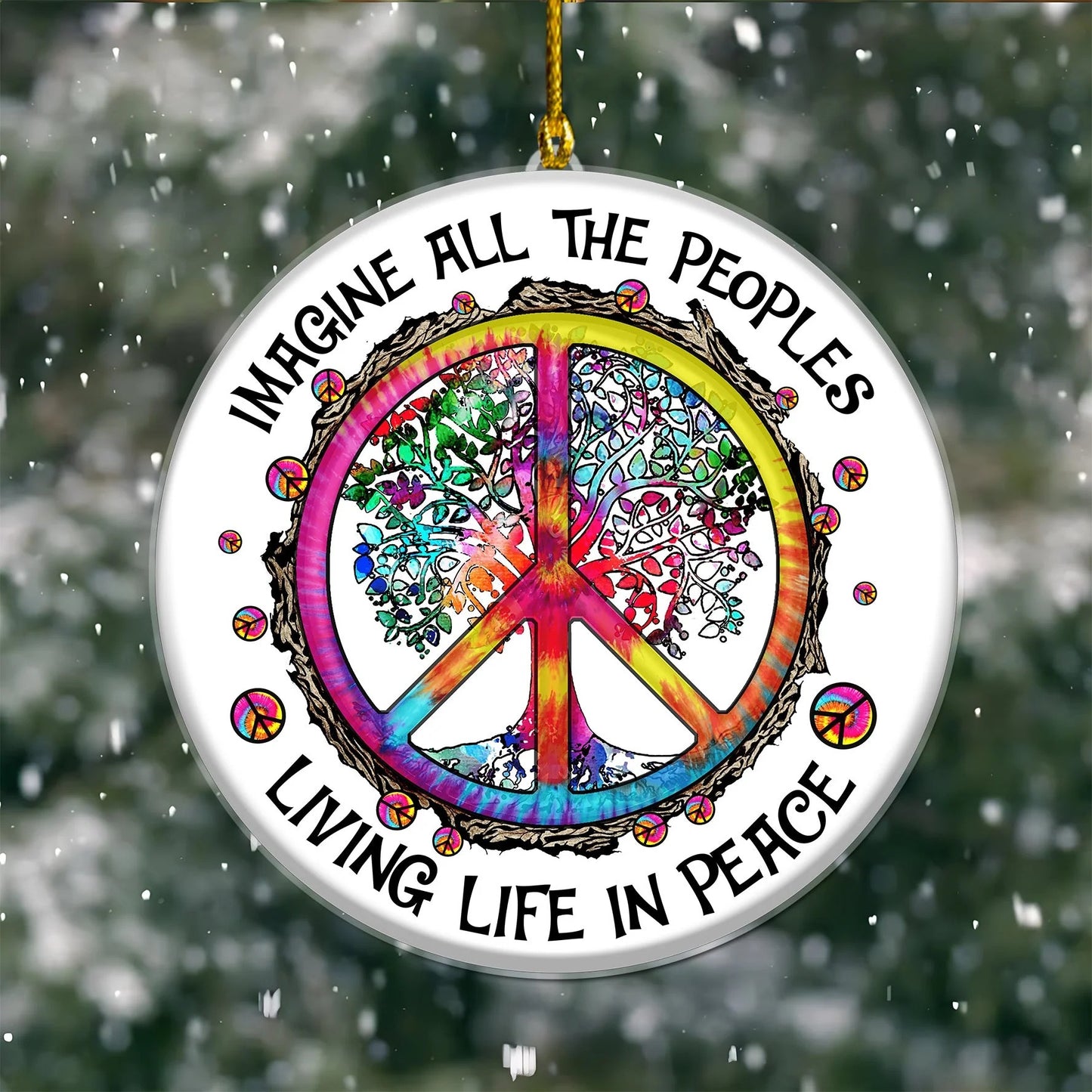 Hippie Peace Imagine All The People Living Life In Peace Christmas Acr