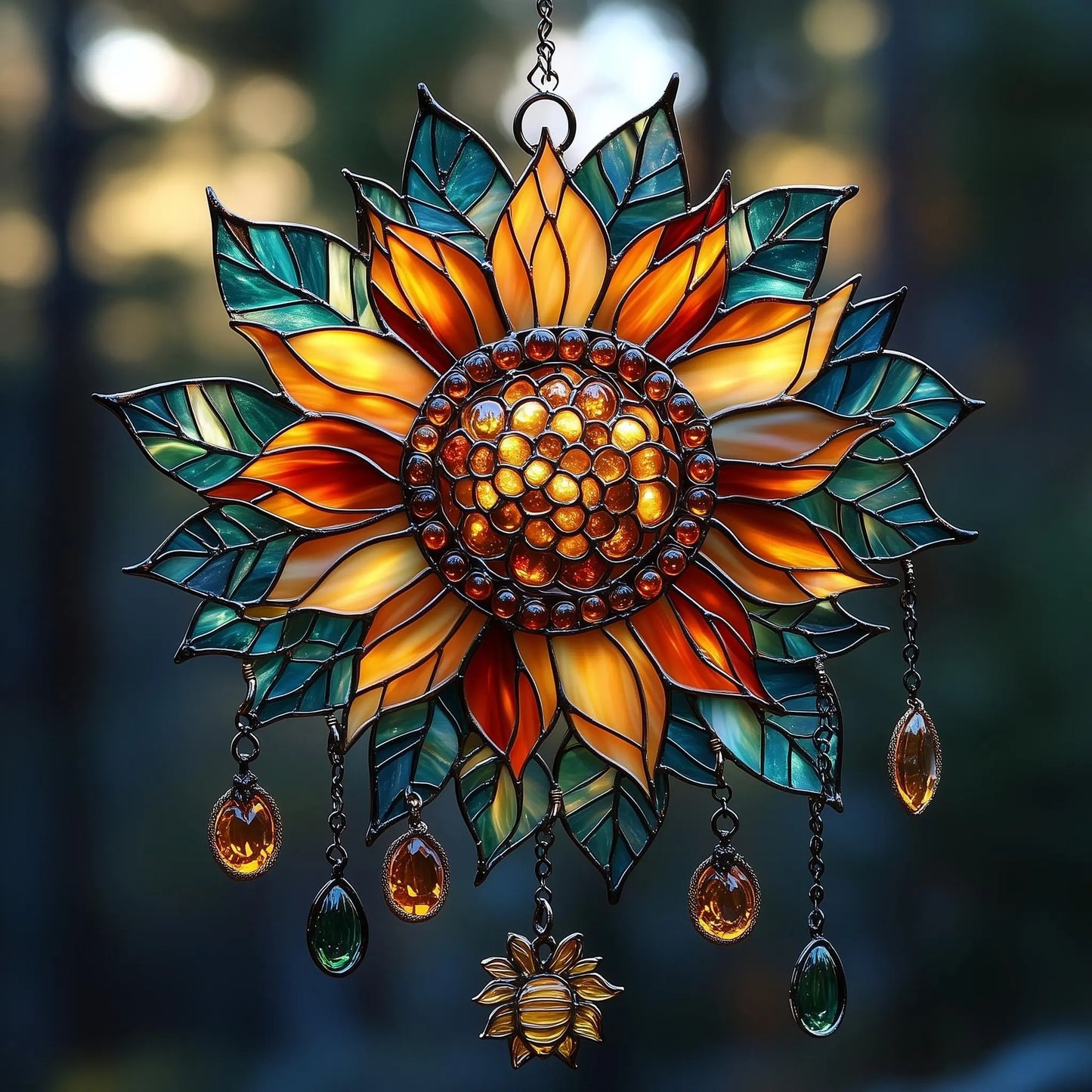 Sunflower Acrylic Suncatcher - Personalized Sunflower Stain Glass Suncatcher