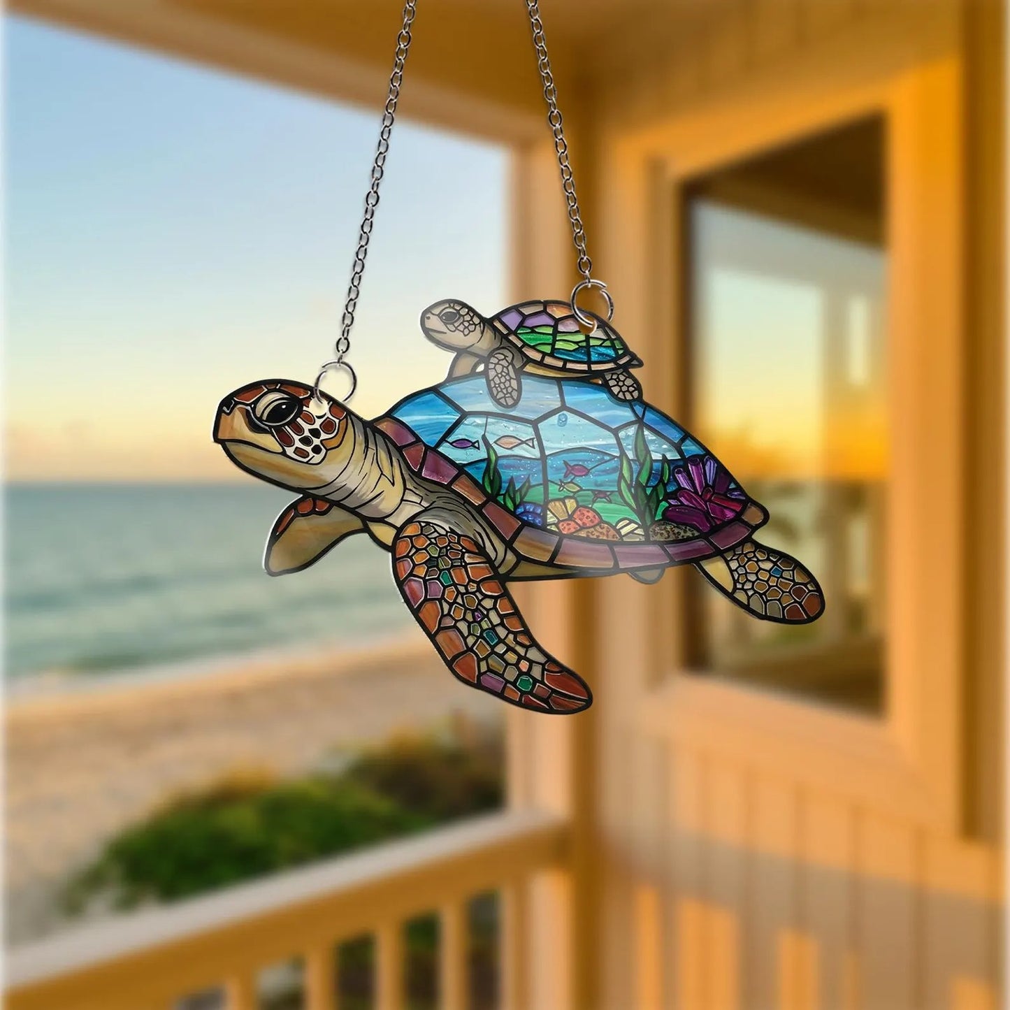 Turtle Mom and Baby - Personalized Acrylic Window