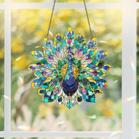 Peacock Holographic Suncatcher for Windows