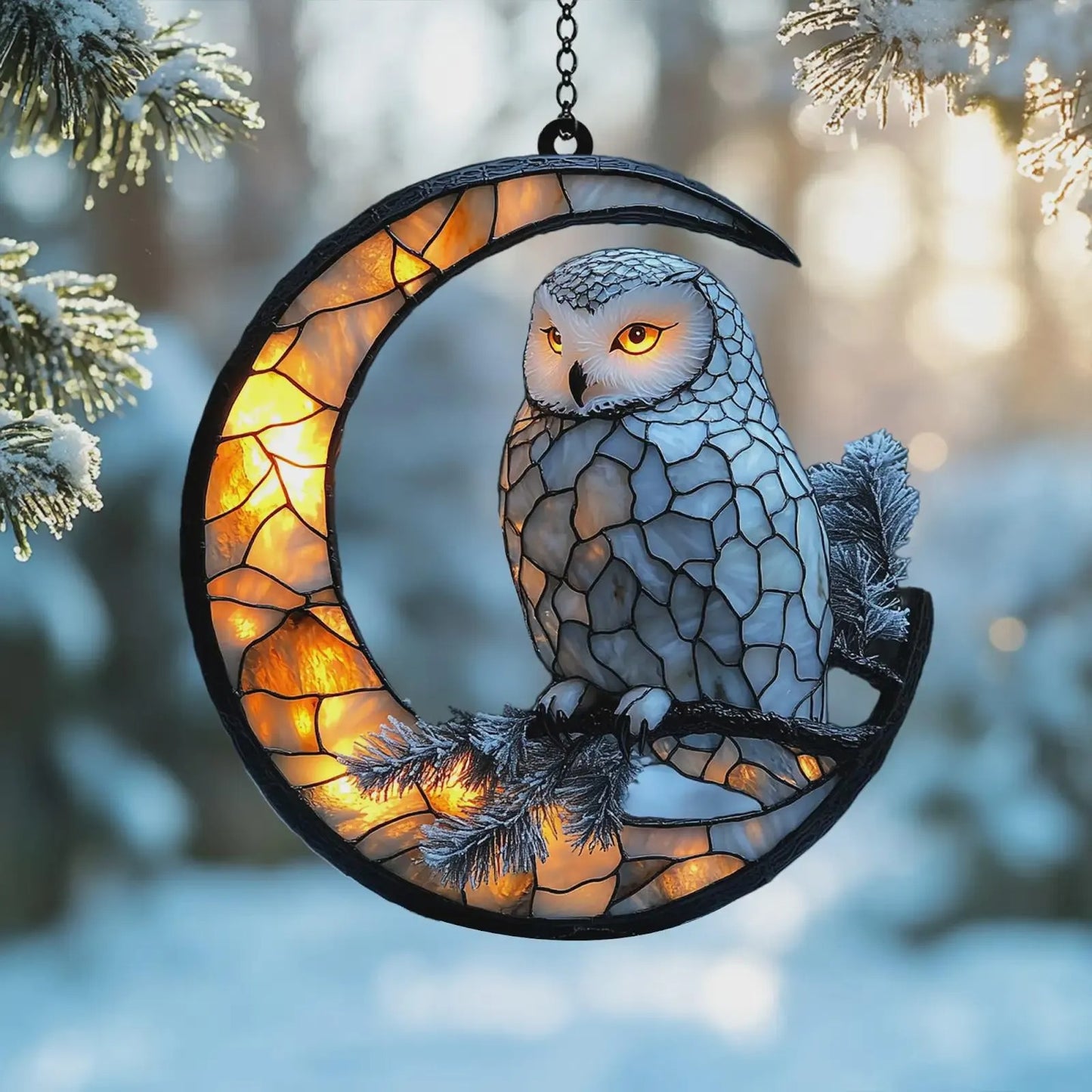 Snowy Owl Window Hanging , Acrylic Window Hanging