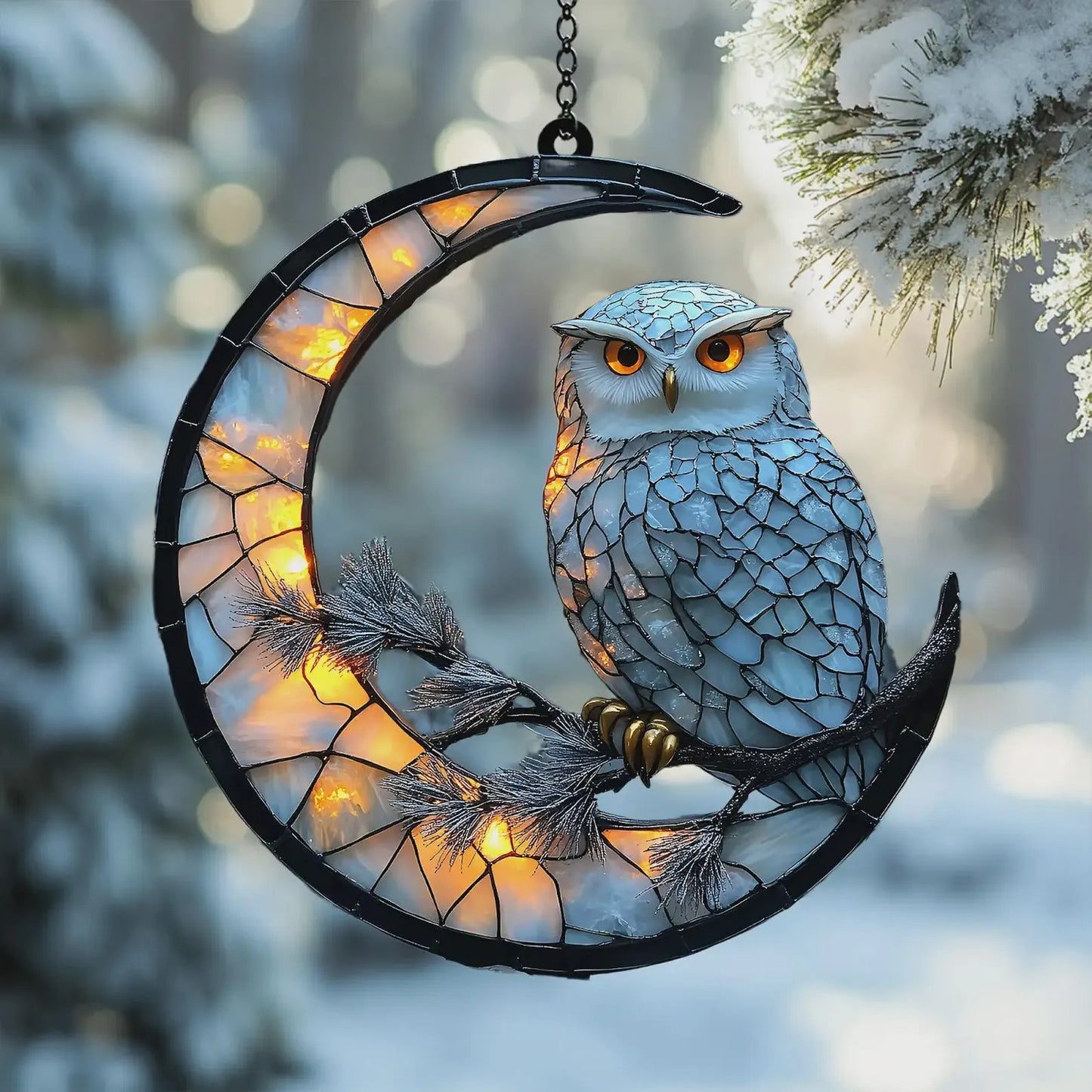 Snowy Owl Window Hanging , Acrylic Window Hanging