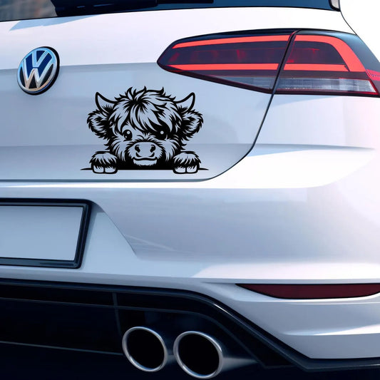 Highland Cow Vinyl Decal - Cow Car Decal, Cows Decal