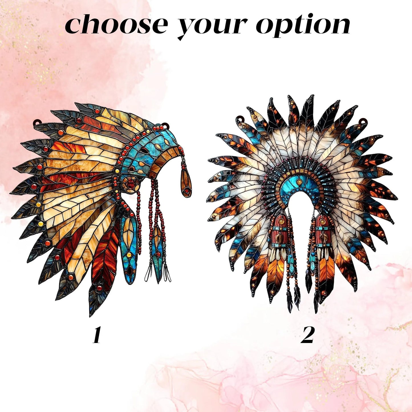 Personalized Feather Headdress Acrylic Window Hanging