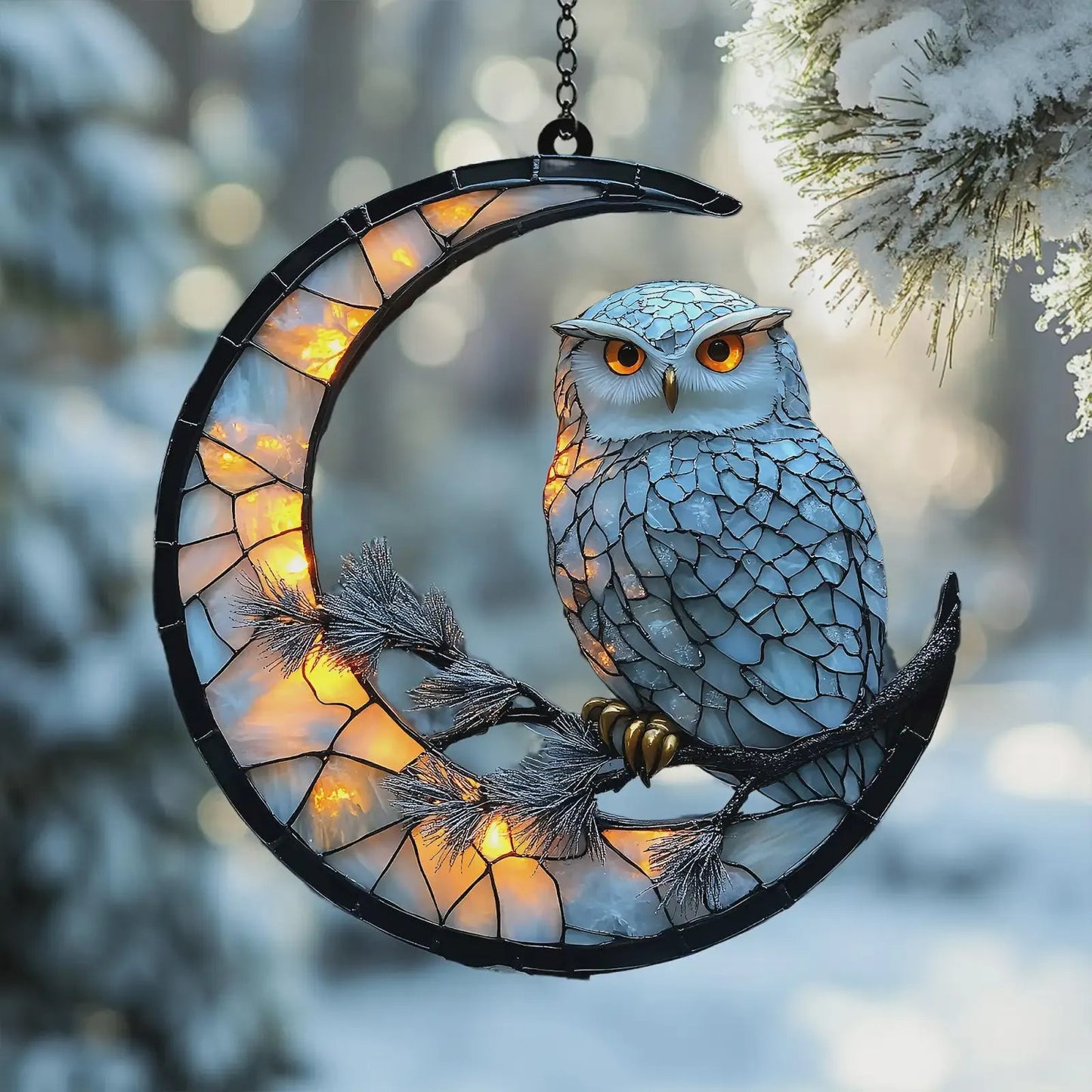 Snowy Owl Window Hanging , Acrylic Window Hanging