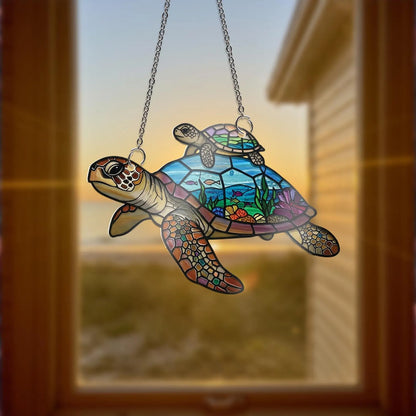 Turtle Mom and Baby - Personalized Acrylic Window